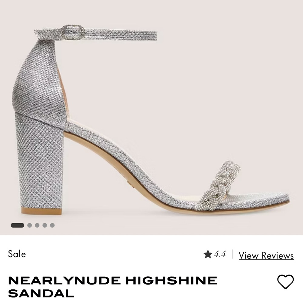 NEW Stuart Weitzman Silver Nearly Nude Hi Shine Sandal - Picture 6 of 9